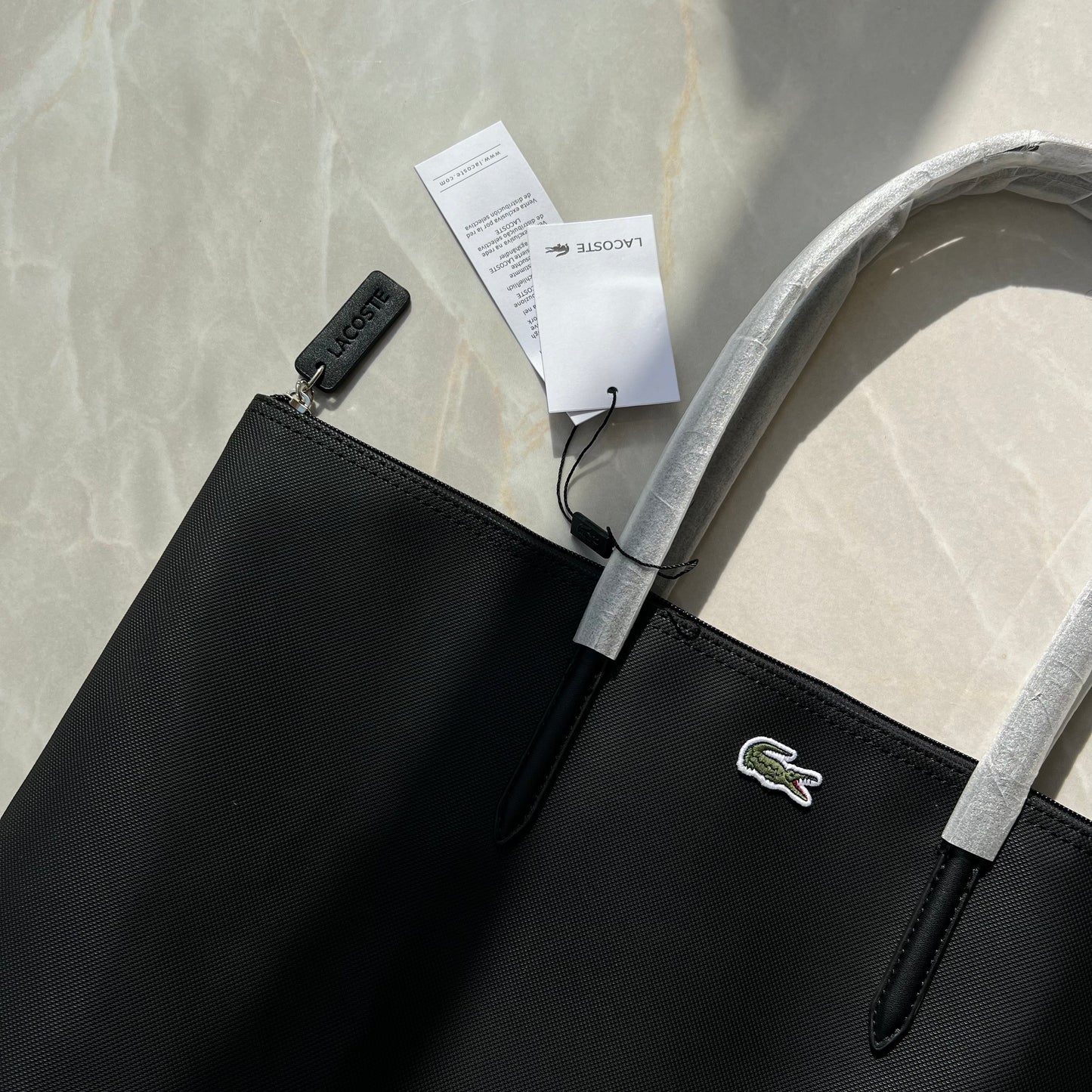 LACOSTE LARGE BLACK TOTE BAG